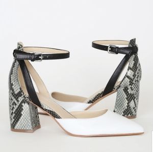 Marc Fisher Raie white/ black snake print shoe